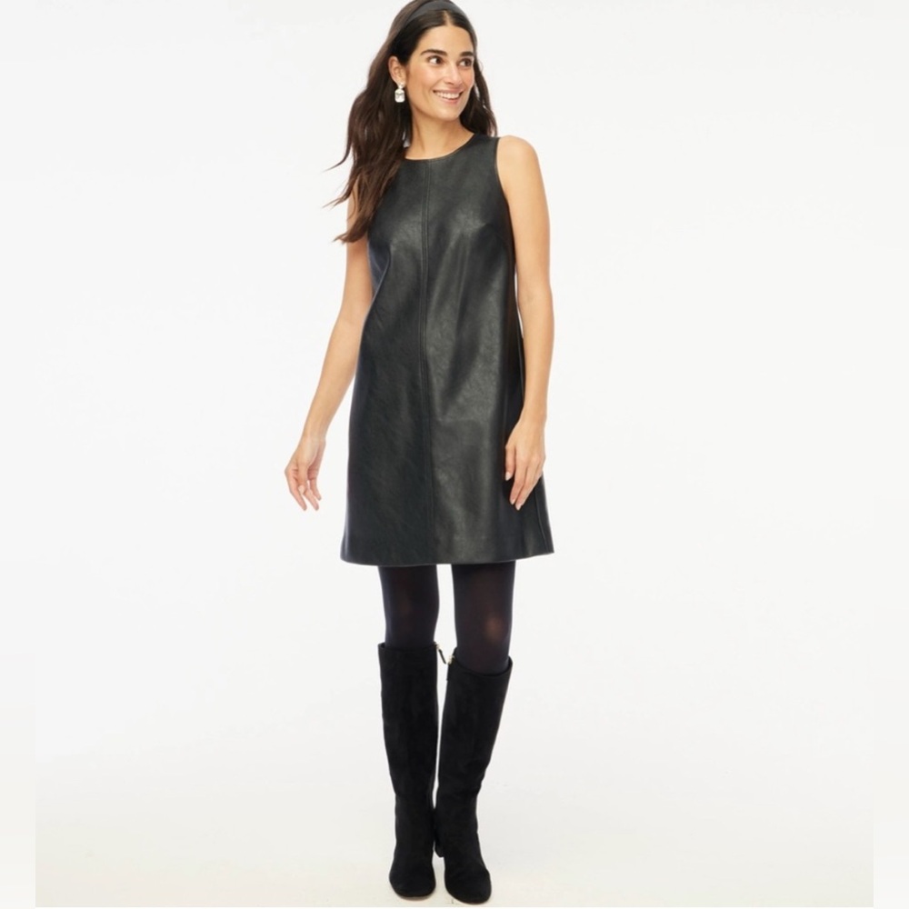 J. Crew Faux Leather Black Sleeveless Sheath Mini Dress